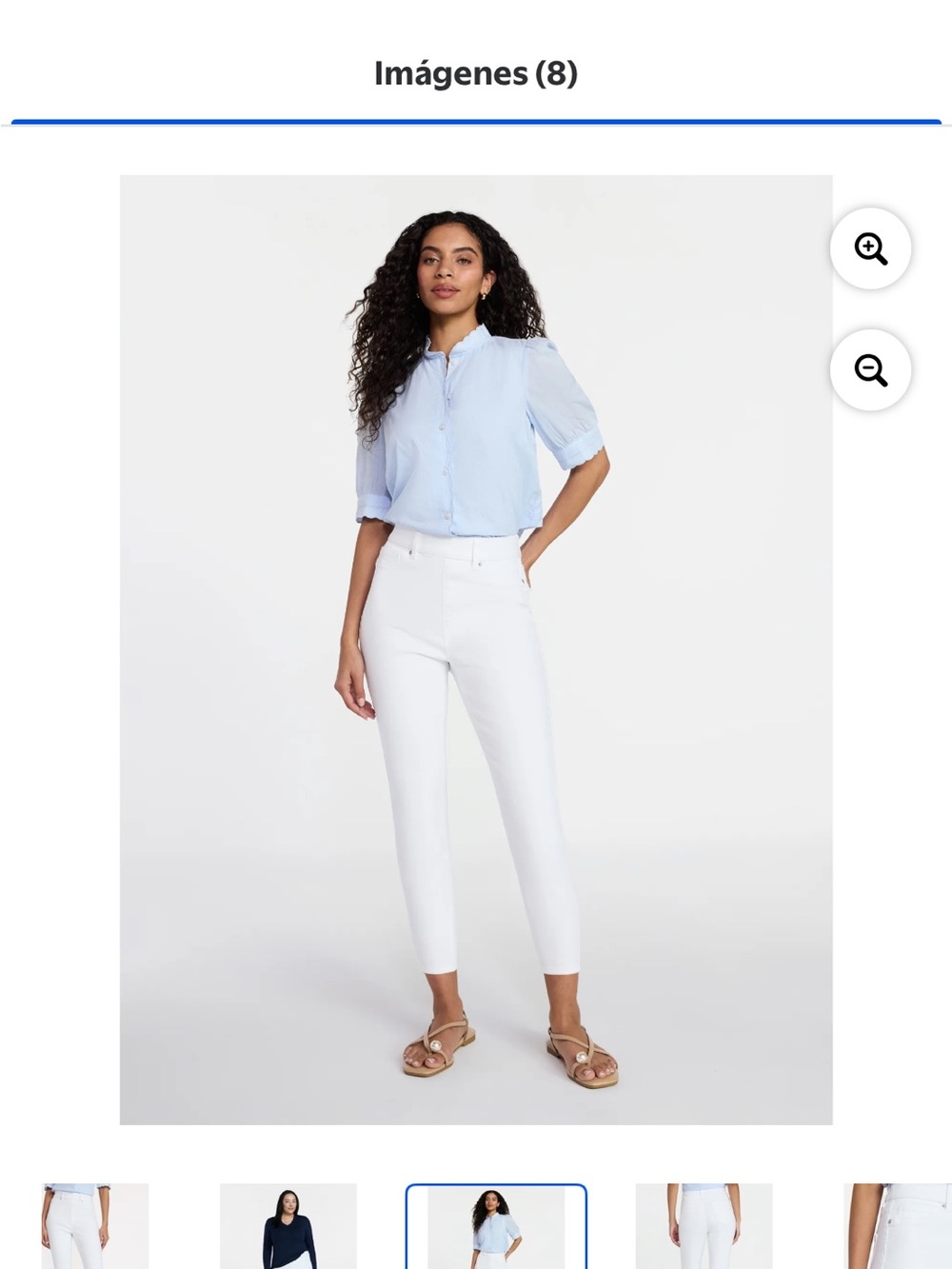 Time and Tru Light Blue Blouse with White Ankle Pants